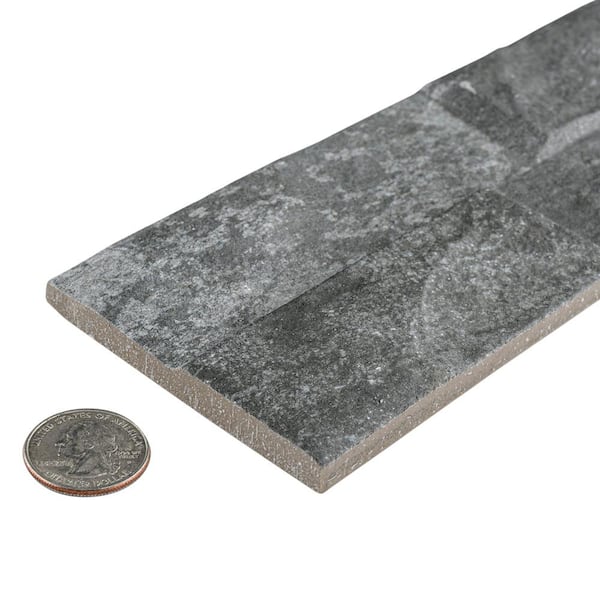 Ordino Black 3-1/4 in. x 8-3/4 in. Porcelain Wall Take Home Tile Sample