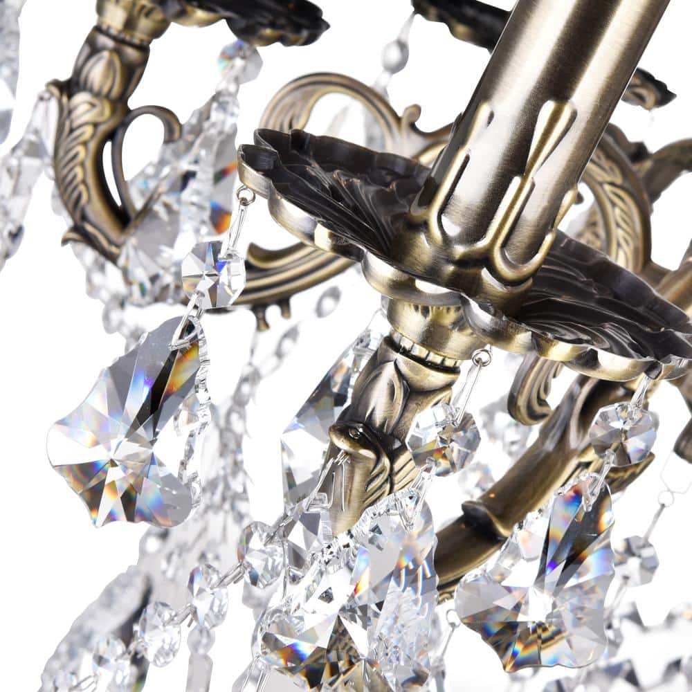 Antique Brass and Crystal 6-Light Mini Chandelier
