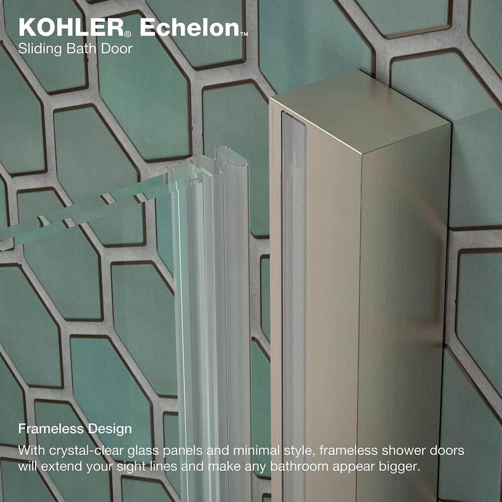 Crystal Clear Frameless Sliding Shower Door with Brushed Nickel Finish