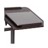 Top-down view of a laptop on the walnut computer desk cart.