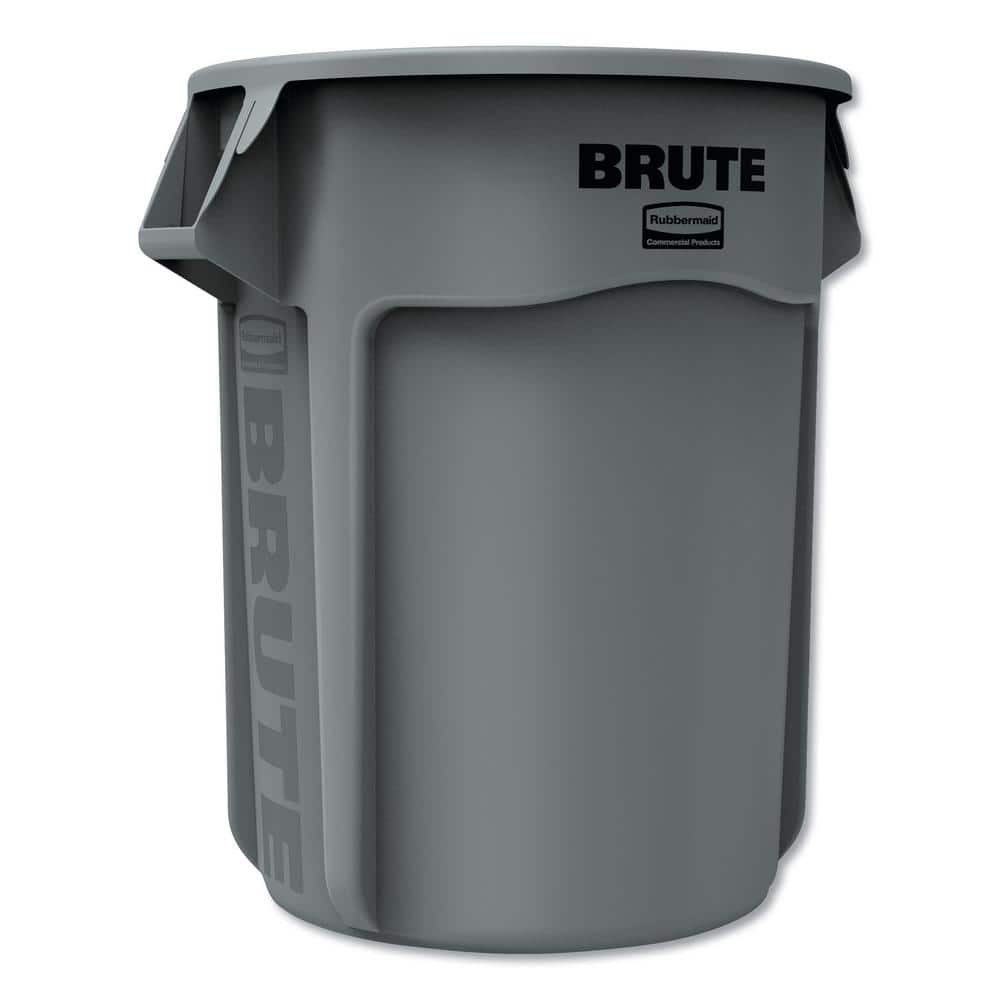 Rubbermaid BRUTE 55 Gallon Gray Round Trash Can, Lid, and Dolly Kit