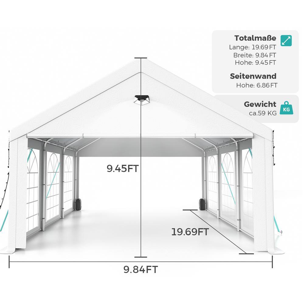 White 10x20 ft Heavy Duty Outdoor Canopy Tent with Sidewalls