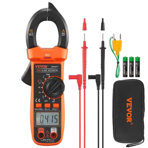 VEVOR 600 Amp Digital Clamp Meter DC/AC Multimeter True RMS Auto Ranging 4000-Max Reading NCV Measurement LED Backlight