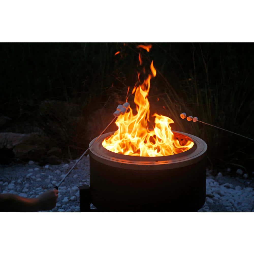 Black Circular Wood-Burning Free-Standing Fire Pit with Ash Drawer