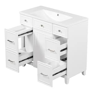36 in. W x 18 in. D x 34.3 in. H Freestanding Bath Vanity Sink Top Combo Set in White with Soft Closing Door and Drawer