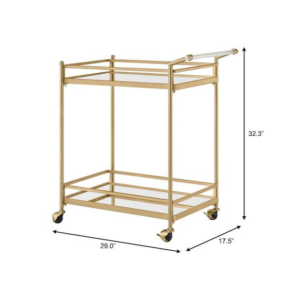 Home Decorators Collection Gold Metal Bar Cart with Mirrored Glass Shelves (29 in. W)