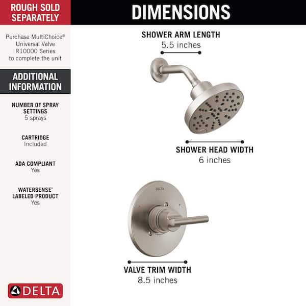 Delta Nicoli H2OKinetic Slim Handle Single Handle 5-Spray Shower
