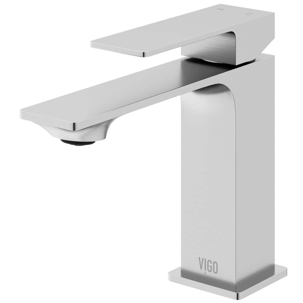 VIGO Dunn Single Handle Single-Hole Bathroom Faucet in Brushed