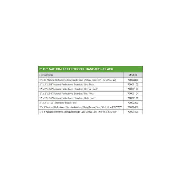 Barrette Outdoor Living Natural Reflections Standard 2 in. x 2 in. x 4-7/8 ft. Black Aluminum Fence Line Post
