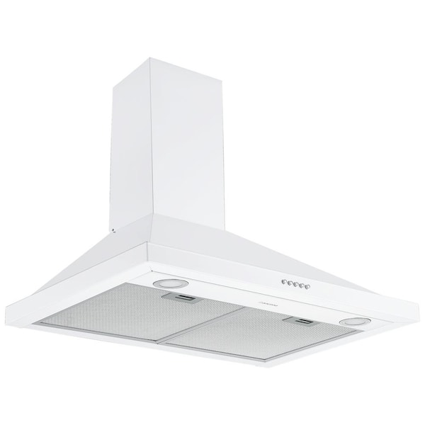Ancona 30 in. 280 CFM Convertible Wall Mount Pyramid Range Hood with LED Lights in White