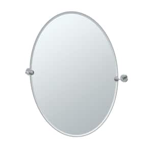 Latitude 24 in. W x 32 in. H Frameless Oval Beveled Edge Bathroom Vanity Mirror in Chrome