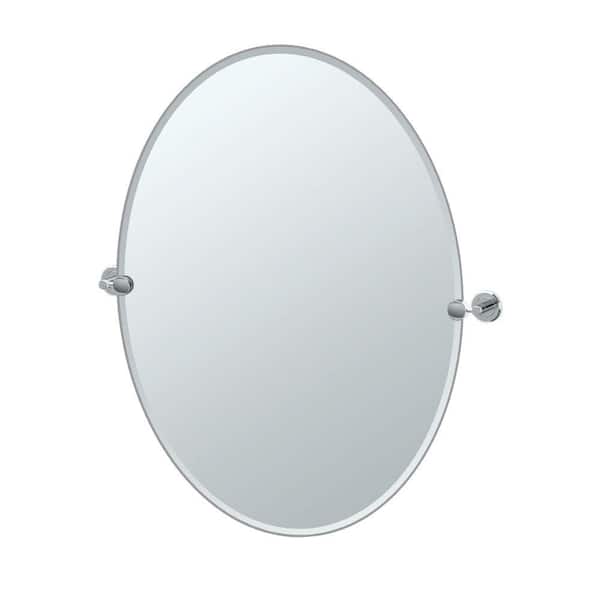 Gatco Latitude 24 in. W x 32 in. H Frameless Oval Beveled Edge Bathroom Vanity Mirror in Chrome