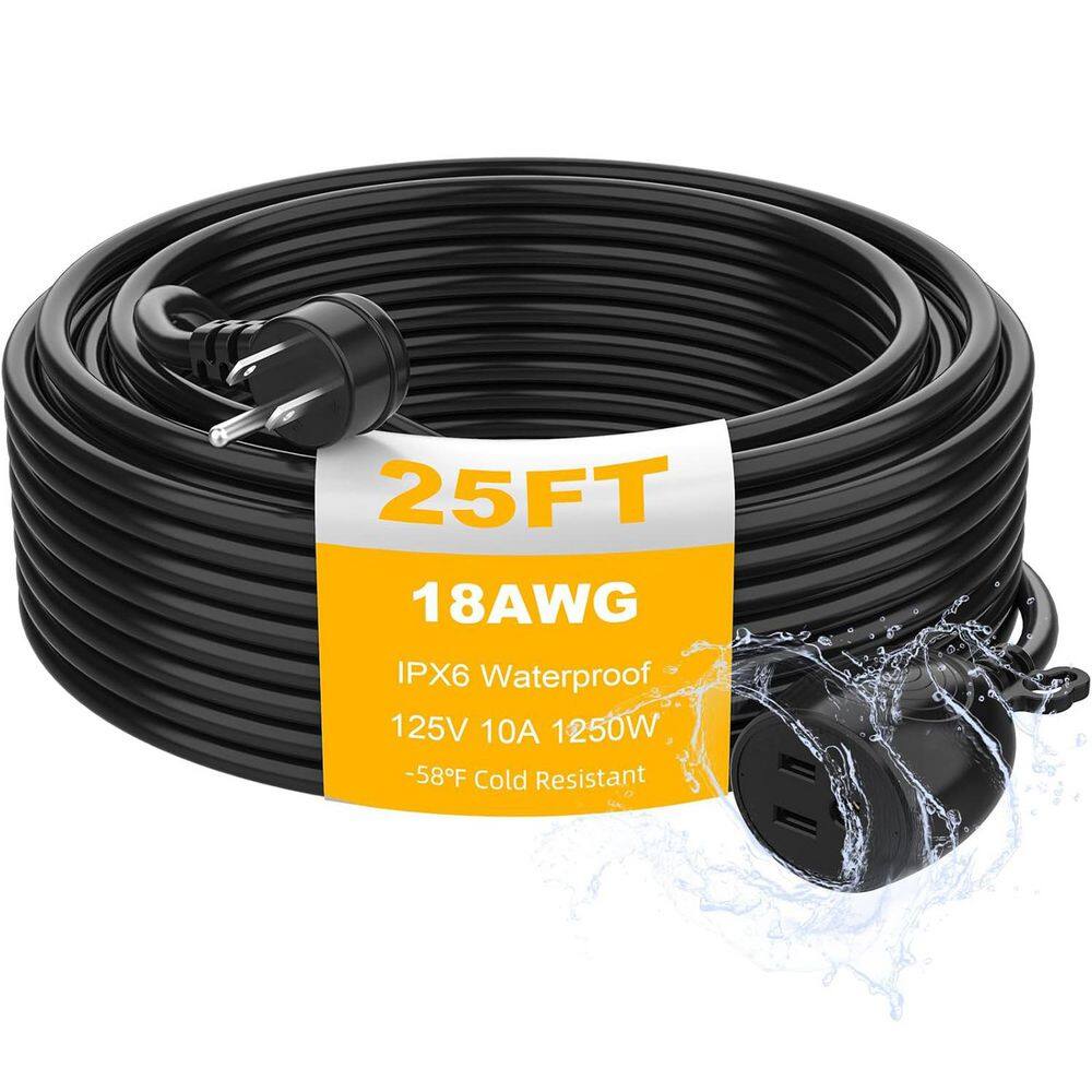 25 ft. 18AWG/3 Prong Heavy Duty IPX6 Waterproof Extension Cord for Indoor/Outdoor Use Cold Weather Fireproof price history on PriceWatchPro