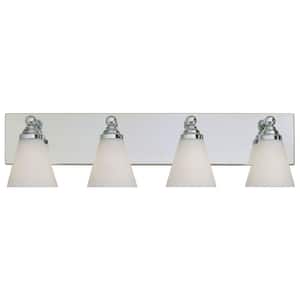 Hudson 29.75 in. 4-Light Chrome Transitional Vanity with White Opal Glass Shades