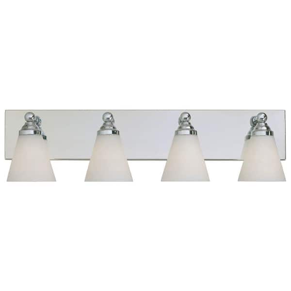 Designers Fountain Hudson 29.75 in. 4-Light Chrome Transitional Vanity with White Opal Glass Shades