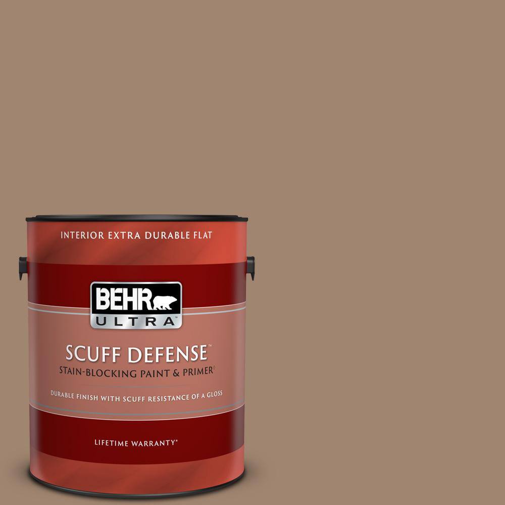 BEHR ULTRA 1 gal. ICC71 Warm Nutmeg Extra Durable Flat Interior Paint & Primer 172301 The