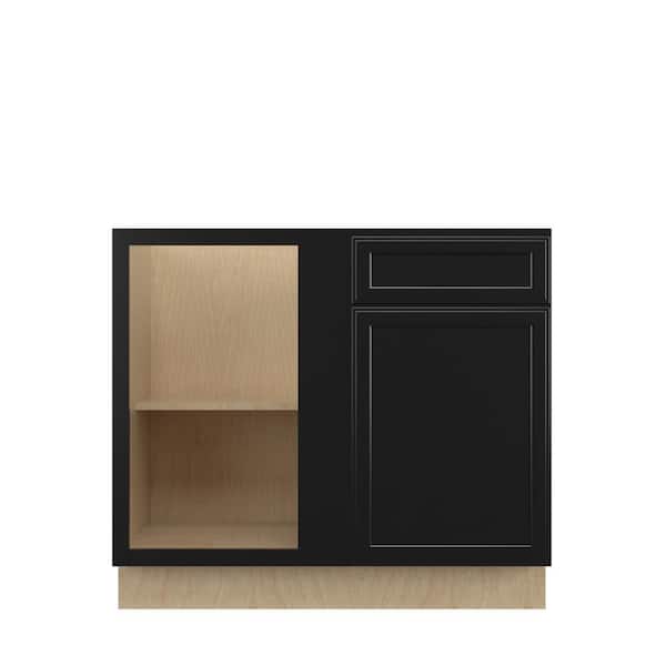 Belle Haven Recessed 39 in. W x 34.5 in. H x 24 in. D in Driftwood Plywood Assembled Corner Blind Base-Left
