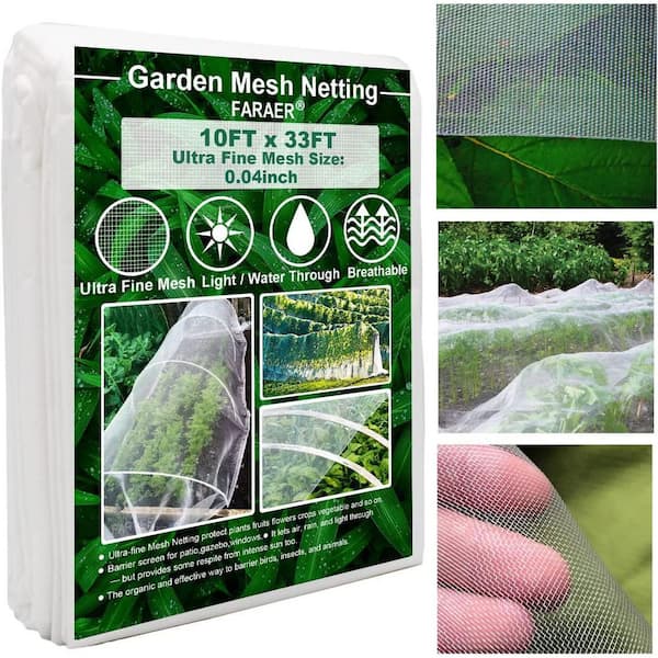 Unbranded 10 ft. x 33 ft. White Polyethylene Extra Fine Garden Mesh For Vegetable Plant Fruit Flower Crops Greenhouse Row Cover