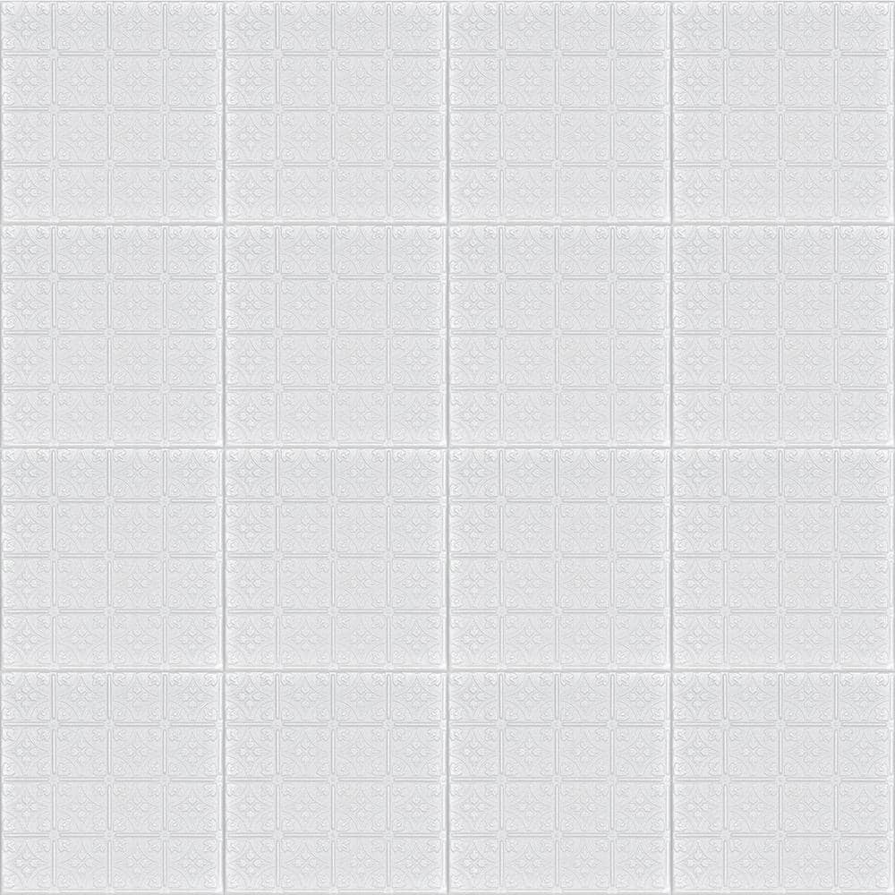 Emma's Flowers 19.6'' White Textured Polystyrene Ceiling Tile