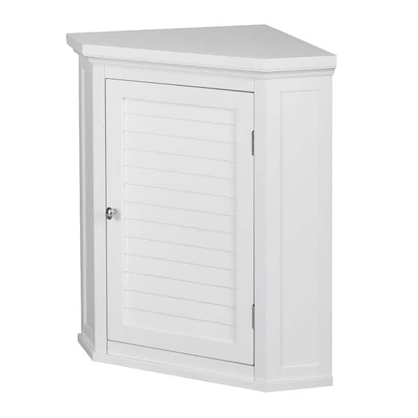 Teamson Home Glancy 22.5 in W. x 24 in. H Bathroom Storage White Removable Corner Wall Cabinet