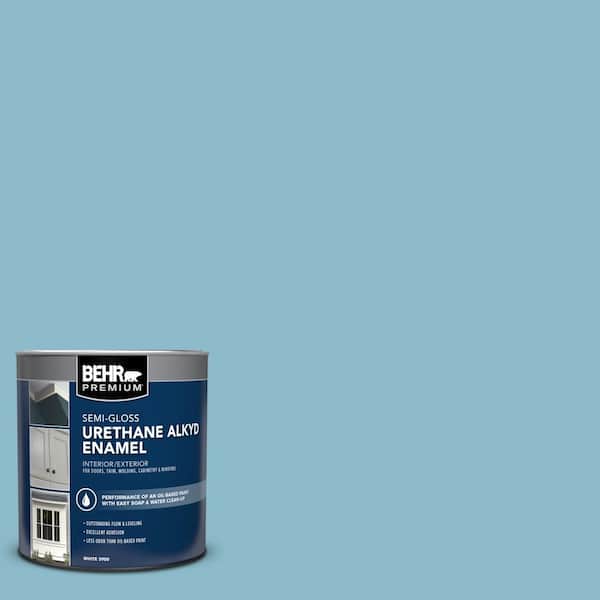 BEHR PREMIUM 1 qt. #S460-3 Blue Echo Semi-Gloss Enamel Urethane Alkyd Interior/Exterior Paint