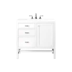 Addison 36.0 in. W x 23.5 in. D x 35.5 in. H Bathroom Vanity in Glossy White with White Zeus Quartz Top