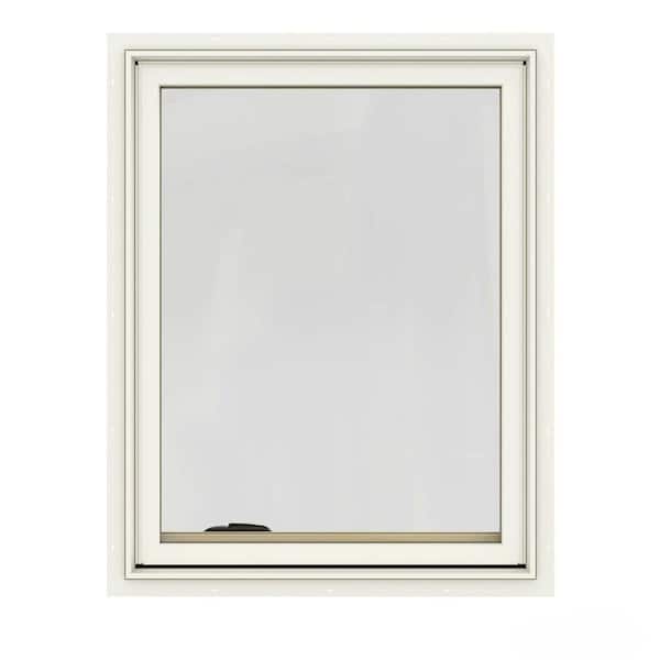 JELD-WEN 36.75 in. x 40.75 in. W-2500 Series Cream Painted Clad Wood Right-Handed Casement Window with BetterVue Mesh Screen
