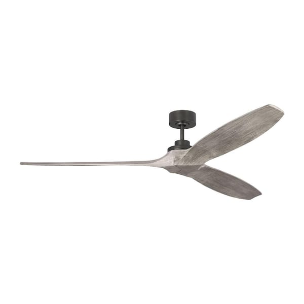 Fan Collins Smart 70 in. Aged Pewter Downrod Mount Standard Ceiling Fan with Remote and Light Grey Weathered Oak Blades