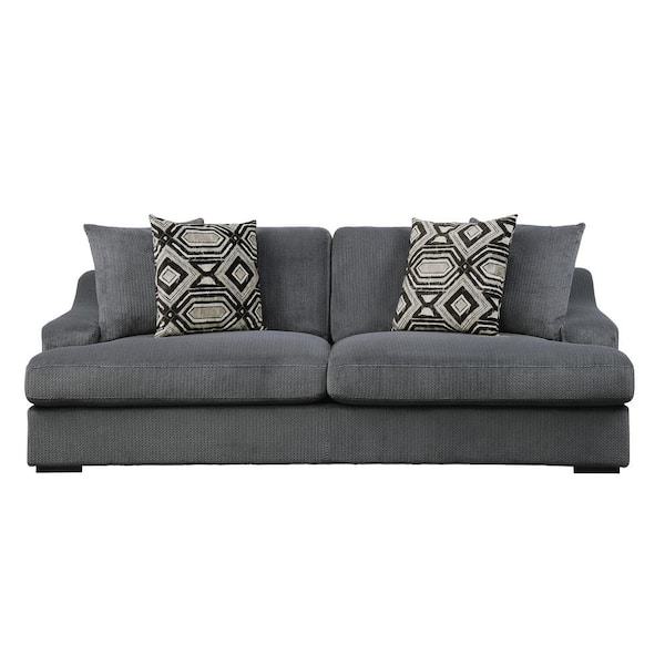 EVERGLADE HOME Cadence 93.5 in. Slope Arm Microfiber Straight in Gray