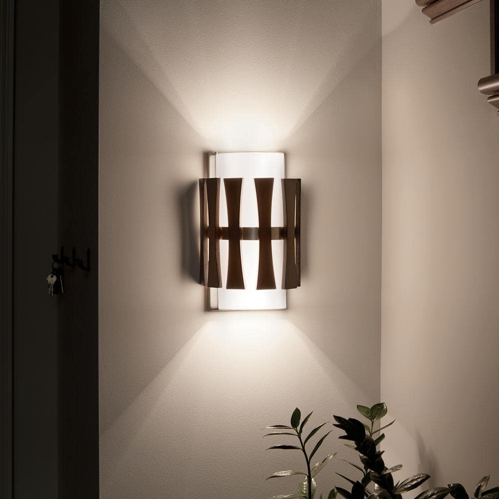 Auburn Stained Wood and Clear Glass Wall Sconce