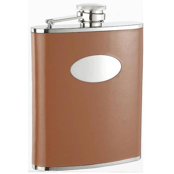 Visol Bobcat Brown Leather Stainless Steel 18 oz. Hip Flask