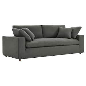 Commix 92.5 in. Square Arm Polyester Rectangle Sofa in. Gray