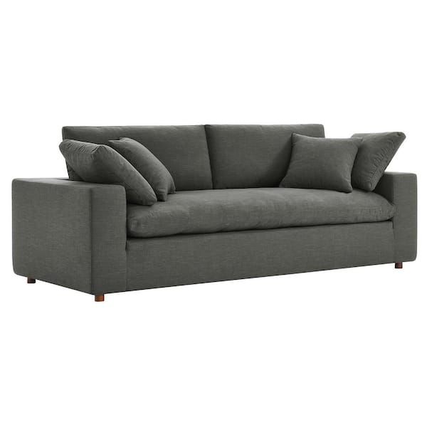 MODWAY Commix 92.5 in. Square Arm Polyester Rectangle Sofa in. Gray