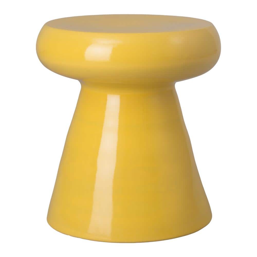 Mushroom 18 in. H Glossy Glaze Mustard Yellow Round Ceramic Garden Stool price history on PriceWatchPro