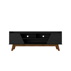 Marcus Matte Black Mid-Century Modern TV Stand Fits TVs Up to 65 in. with Solid Wood Legs