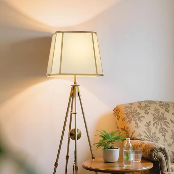 10.6 in. Height Polished Beige/Bisque Fabric Cone Lamp Shade with Uno Fitter