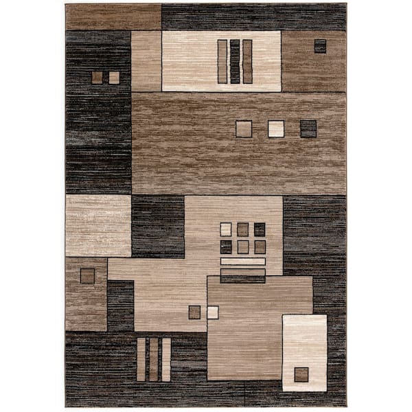Montage 2' x 2' (Exact Size: 2'3" x 2') Geometric Indoor Doormat Rug, Brown Beige, Checkered