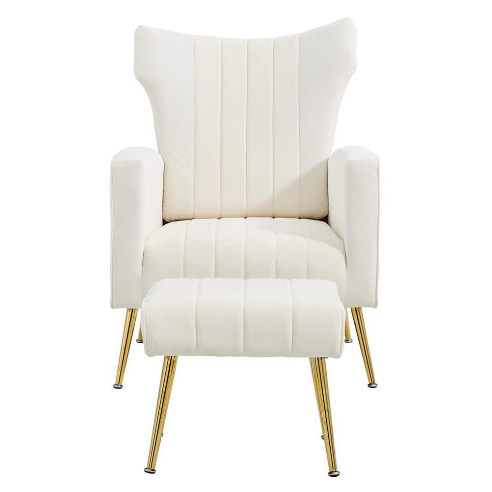 White and deals gold velvet chair