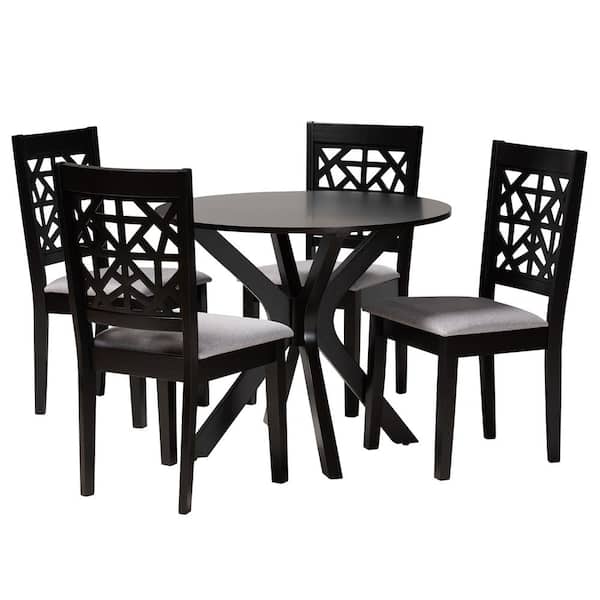 Karel 5-Piece Grey and Espresso Brown Wood Top Dining Set