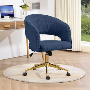 Navy Modern Swivel and Adjustable Task Chair Tufted Office Chair with Gold Base