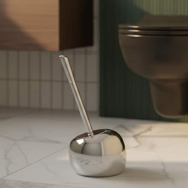 Bath Free Standing Toilet Bowl Brush and Holder PISE Chrome