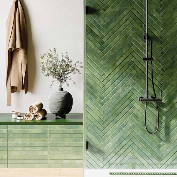 Scottsdale Green 2 in. x 18 in. Porcelain Floor and Wall Tile (7.42 sq. ft. /Case)