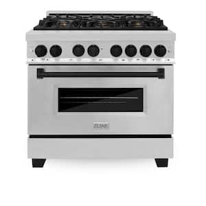 Autograph Edition 36 in. 6 Burner Dual Fuel Range in Stainless Steel and Matte Black