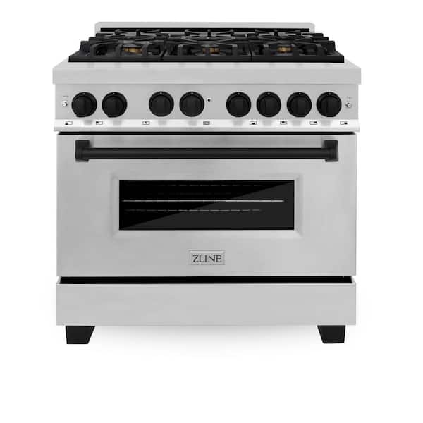 ZLINE Kitchen and Bath Autograph Edition 36 in. 6 Burner Dual Fuel Range in Stainless Steel and Matte Black