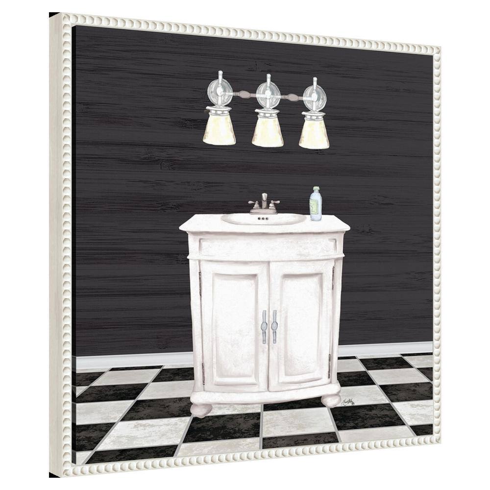 Modern Bathroom I White and Black Canvas Wall Art