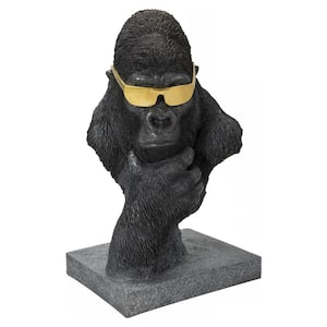 Gorilla Head with Golden Glasses Statues
