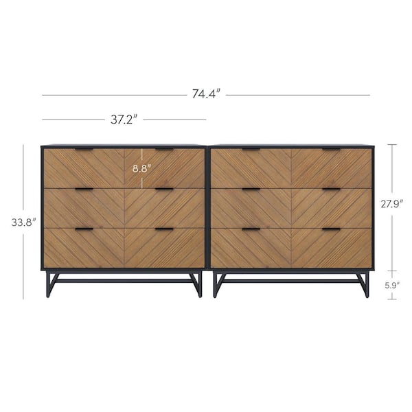 knee length dresses for ladies Luxenhome Mid-Century Modern Wave 6-Drawer 47.2-Inch Wide Dresser main image 0