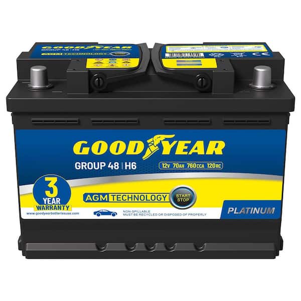 48-H6-AGM BCI Group Size 48 12-Volt 70 AH, 120RC, 760 CCA Rechargeable AGM Maintenance Free Automotive Battery