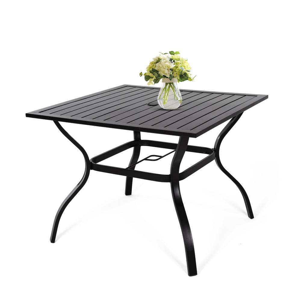 Rustproof and Curved Table Legs with Umbrella Holes Designed Black Metal 28