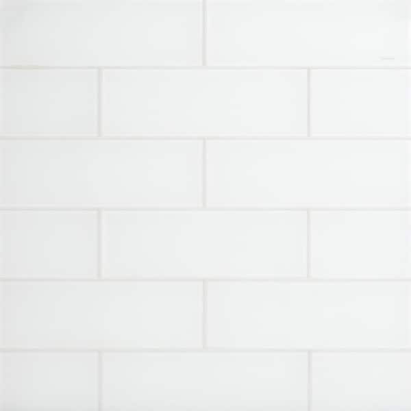 Ivy Hill Tile Contempo Bright White 4 in. x .47 in. Frosted Glass Mosaic Floor and Wall Tile Sample